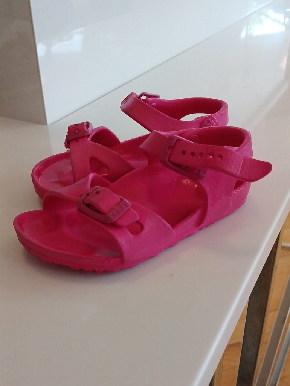 Kids Pink Adjustable Buckle Rubber Birkenstocks - Picture 2 of 4